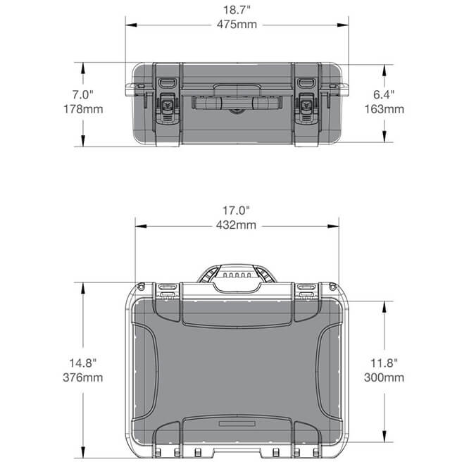 Nanuk Firearms 925 4UP Pistol Case Dimensions